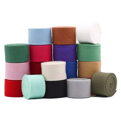 Wholesale Colorful Polyester Cotton Webbing 2cm 2.5cm 32mm 3.8cm 5cm For Bag Strap